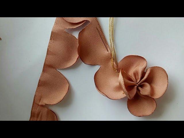 Hand Embroidery Amazing Ribbon flower, super easy/Flower Making Tutorial