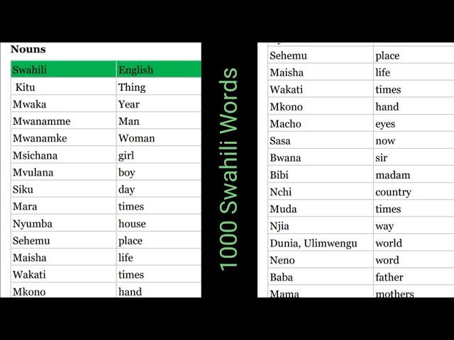 1000 Swahili Words (400 - 482 Swahili Verbs)