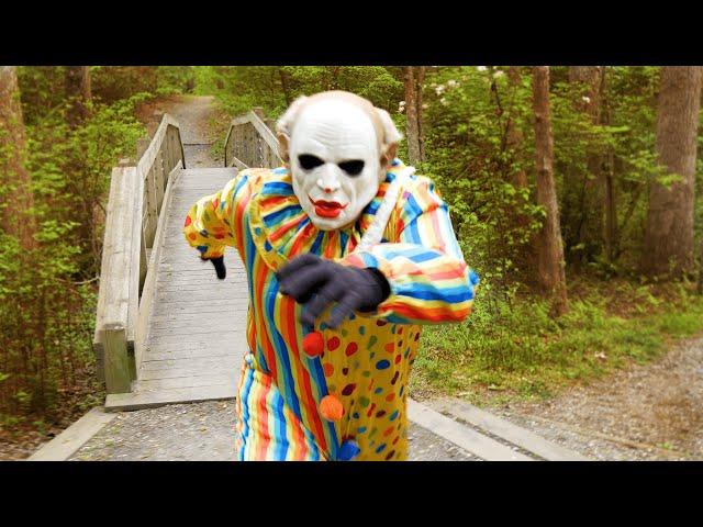 Scary Clown Destroys Camera! Clown Attack in the Woods (WeeeClown Around)