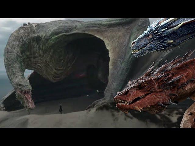 Vhagar's Size compared to Smaug and Drogon