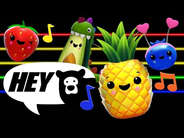 Hey Bear Sensory - Dancing Fruit! - Partytime with Avocadosaurus and Friends! - Dance Party!