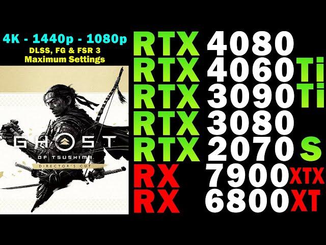 Ghost of Tsushima | RTX 4080, 4060 Ti, 3090 Ti, 3080, 2070 S | RX 7900 XTX, 6800 XT | 4K 1440p 1080p