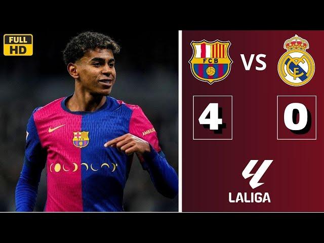 ملخص مباراة برشلونة وريال مدريد 4-0  الدوري الاسباني 2024  تعليق عصام الشوالي