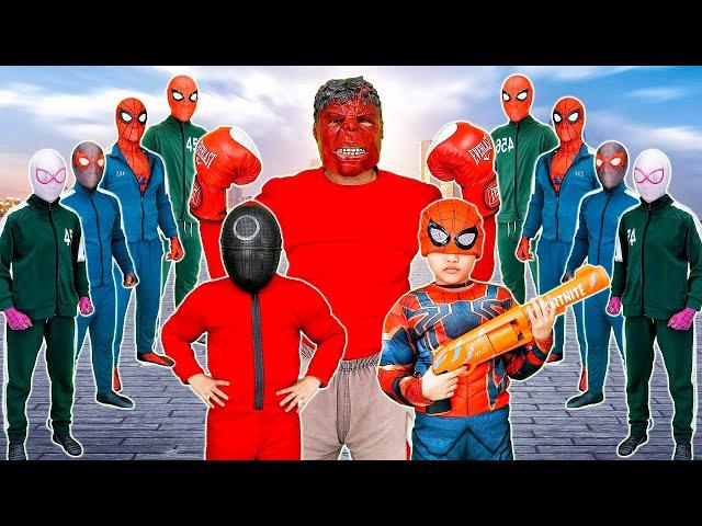 TEAM SPIDER-MAN vs RED HULK TEAM || KID SPIDER MAN Destroy BAD GUYS in Squid Game 2 (Special Action)