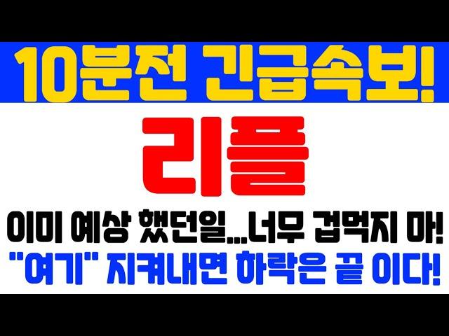 [리플 전망] 10분전 긴급속보!! 이미 예상 했던 일...너무 쫄 필요 없습니다!! 겁먹지 마세요!! "여기" 지켜내면 하락은 끝 입니다!!!