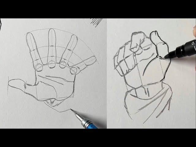 How to draw hands - step by step