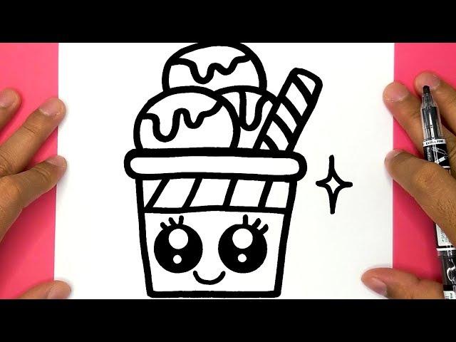 HOW TO DRAW A CUTE ICE CREAM AND COLORING, DRAW CUTE THINGS