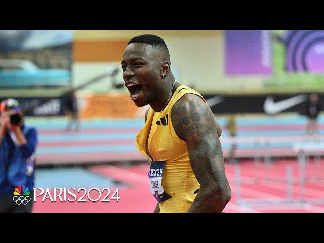 Grant Holloway BREAKS WORLD RECORD in 60m hurdles heats, Cunningham takes indoor title | NBC Sports