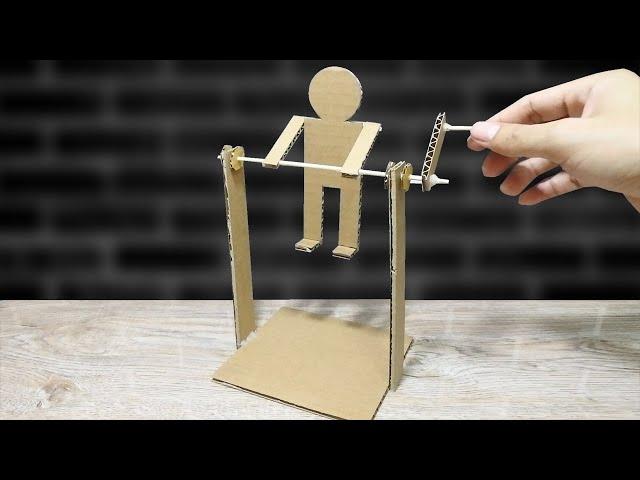 DIY หุ่นโหนบาร์ ออกกำลังกาย ของเล่นสำหรับเด็ก | DIY Pull-up Man from Cardboard