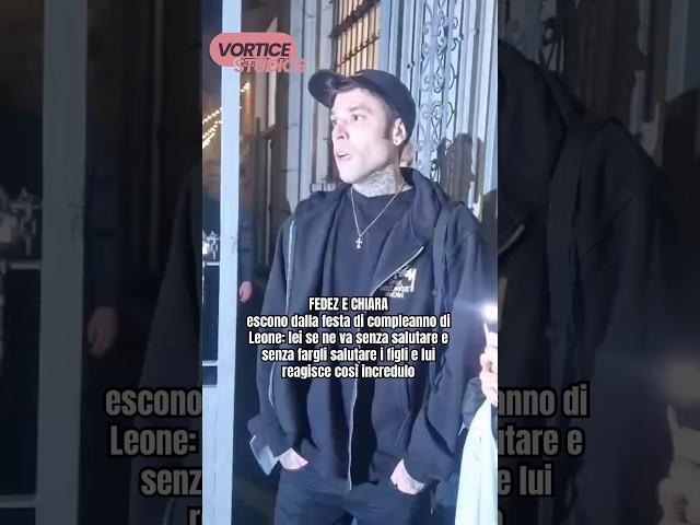 Fedez e Chiara paparazzati fuori dalla festa festa del figlio Leone