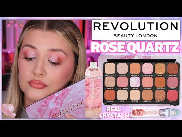 REVOLUTION ROSE QUARTZ CRYSTAL AURA FOREVER FLAWLESS PALETTE, LIP OIL & SETTING SPRAY REVIEW!