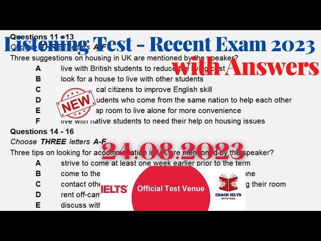 IELTS Listening Actual Test 2023 with Answers | 24.08.2023