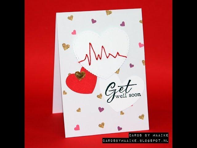 Get well soon card with embroidery