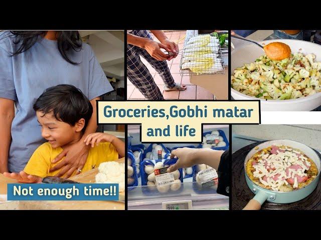 Grocery shopping I Gobhi matar & Okonomiyaki I Husband loves south Indian movies