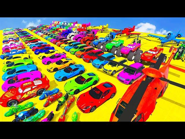 GTA V Mods Stunt Car Racing Challenge By SPIDER-MAN With Amazing Super Car Motocycles And Helicopter