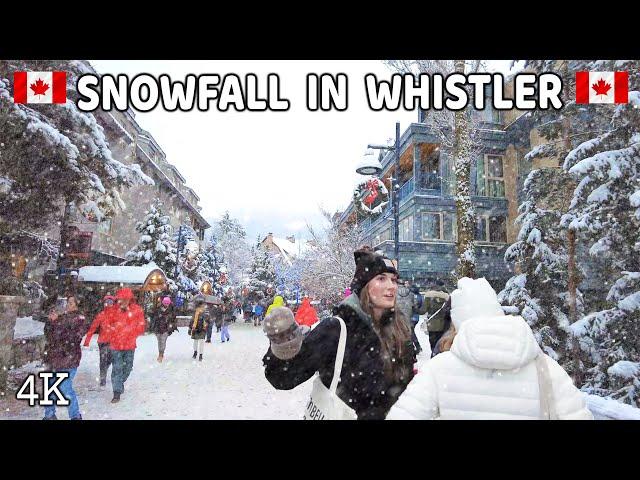  【4K】️️️ Snowfall in Whistler! BC. Canada.  Snow fairy tale! Walking in the Snow.