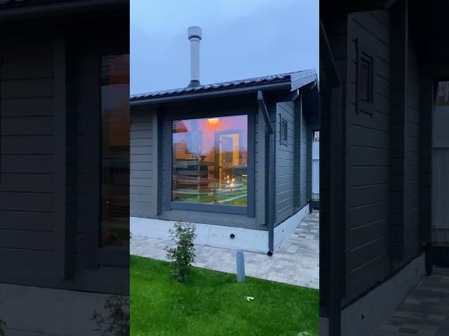 Баня с панорамным окном в парилке #баняподключ #парилка #баня  #баняизбруса #shorts #печка #rells