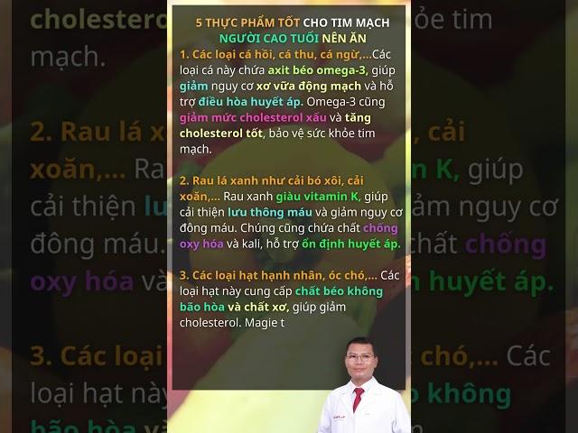 5 thực phẩm tốt cho tim mạch người cao tuổi nên ăn  | Tuấn Thầy Thuốc