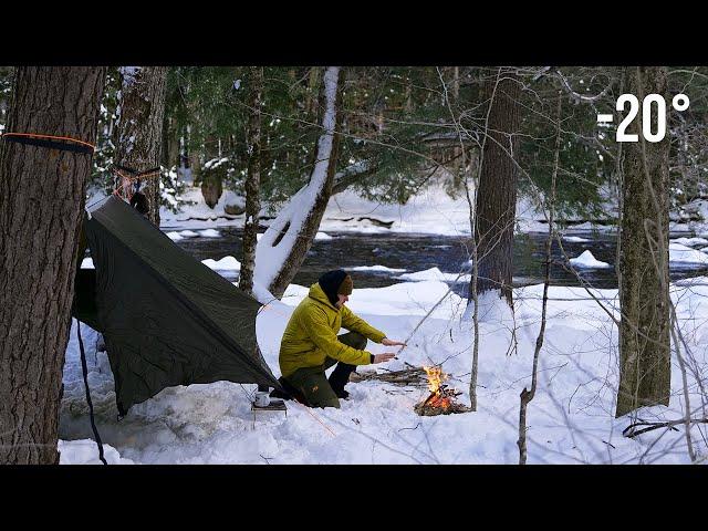 Freezing Winter Camping in Deep Snow