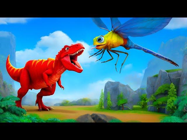 Monster Dragonfly vs Red T-Rex - Epic Battle of Giants in a Prehistoric Jurassic World Fight