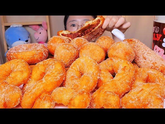 SUB) sweet rice twisted donut glutinous rice doughnut  Eating Show. Dessert Mukbang