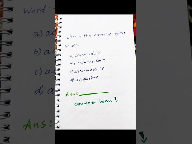 Choose the correctly spelt word #shorts #speltword #quiz #grammar