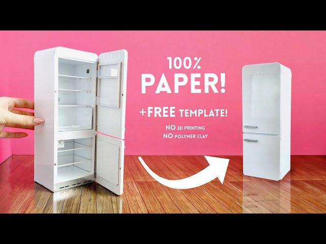 Miniature FRIDGE for BARBIE DOLLS  | Make a DOLLHOUSE REFRIGERATOR with PAPER!