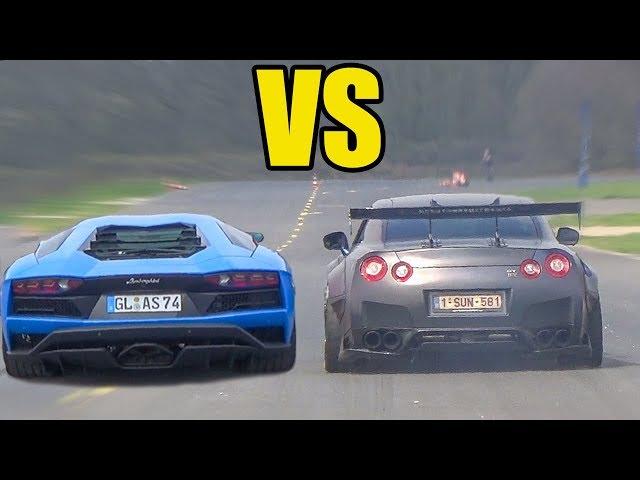 NISSAN GTR R35 vs LAMBORGHINI AVENTADOR  *ACCELERATION SOUND*