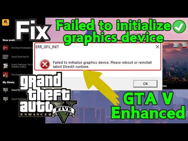 ERR GFX INIT Failed to initialize graphics device. Reboot or reinstall the latest Directx Fix