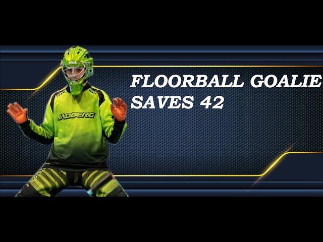 Floorball goalie saves 42