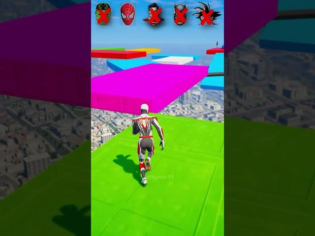 ️Which Super Hero Lucky in this Ramp Challenge #gta5 #spidarman #batman #ironman #shorts
