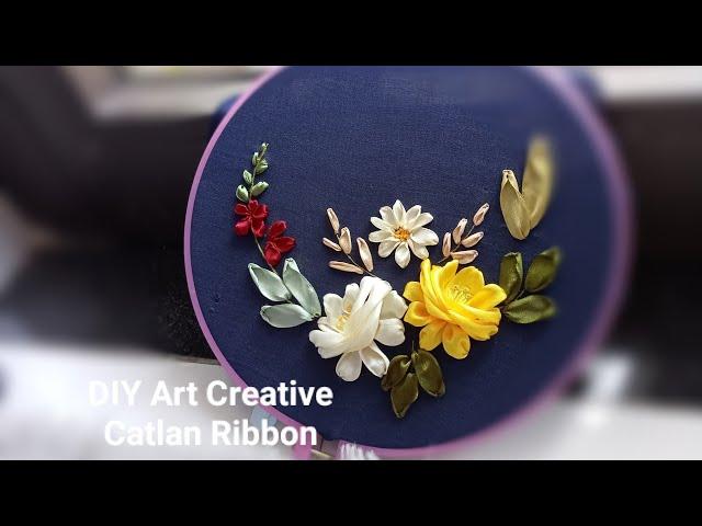 Ribbon embroidery pattern for beginners|Học thêu ruy băng|Catlan Ribbon