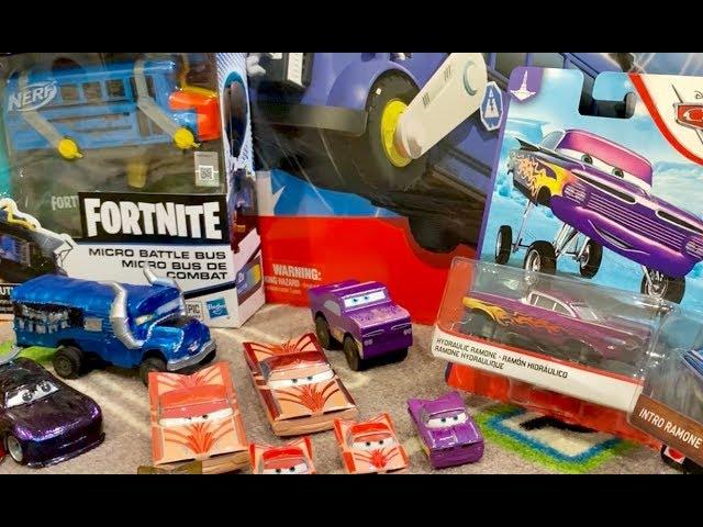 Disney Cars Toys & Fortnite Toys -  LIVE Hydraulic RAMONE Unboxing - Fortnite NERF Battle Bus