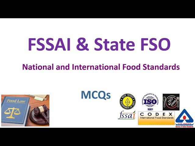 National and International Food Standards  MCQs | FSSAI EXAM | State FSO