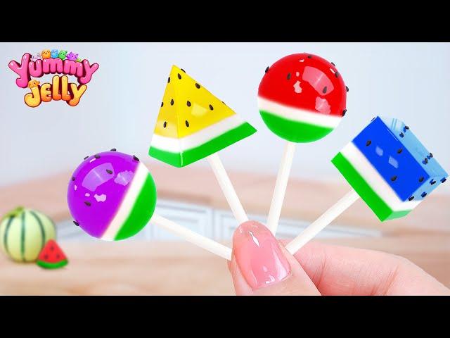 LUCY  How To Make Rainbow Watermelon Jelly Using CHUPA CHUPS  Miniature Fruit Jelly by Yummy Jelly