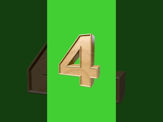 9 to 0 3D Wooden Numbers Countdown with Voice Over | GREEN SCREEN