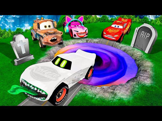 Grave Pit Transform In Ghost Lightning McQueen & Big & Small Pixar Cars! Beam.NG Drive!