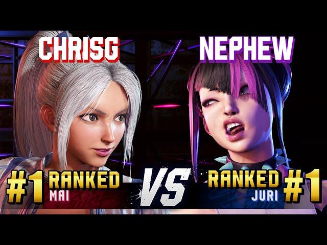 SF6 ▰ CHRISG (#1 Ranked Mai) vs NEPHEW (#1 Ranked Juri) ▰ High Level Gameplay