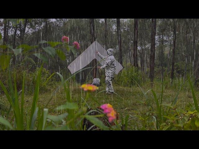 SOLO CAMPING IN HEAVY RAIN AND THUNDERSTORM - RELAXING CAMPING RAIN - ASMR