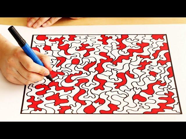 Рисование квадрата с красным узором, drawing square with a red pattern