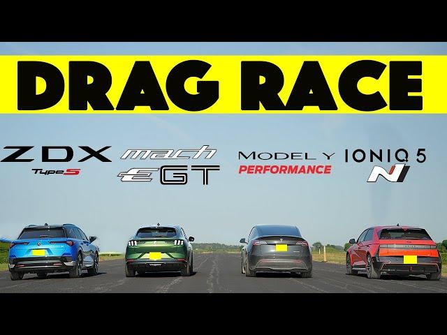 Boeing 747 Gap! Acura ZDX Type S vs Mach E GT vs Model Y Performance vs Ioniq5 N. Drag & Roll Race.