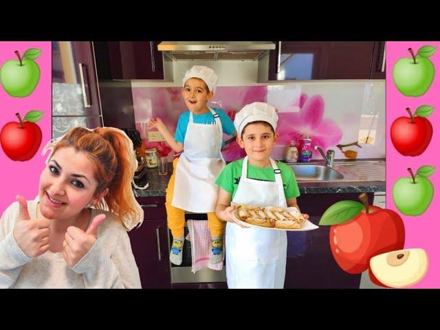 Danyel & Deniz bake turkish apple rolls for mom türkische Apfelrollen Rezept elmali kurabiye tarifi