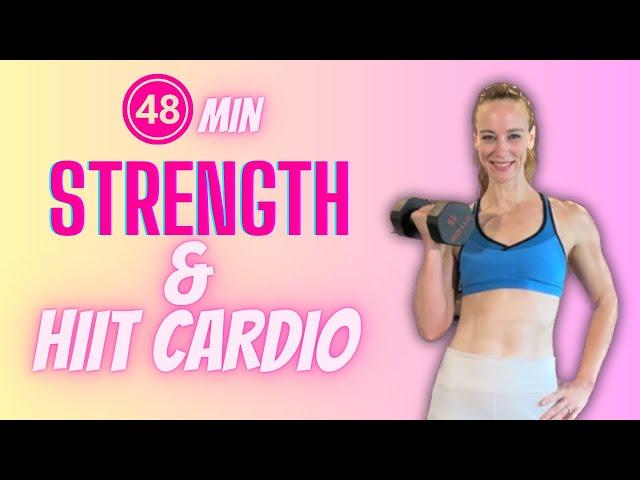 48 MINUTE TOTAL BODY STRENGTH & EXTREME HIIT CARDIO WORKOUT (with Weights)