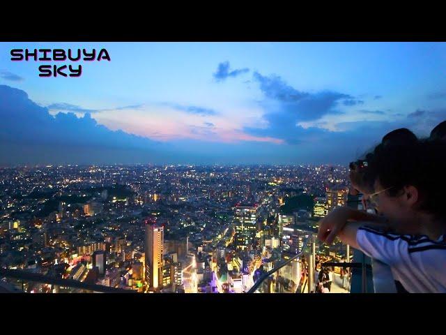 Tourists-Occupied Shibuya Sky from Sunset to Night View in Tokyo Japan  4K60