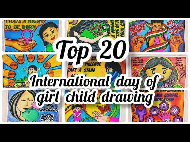 International Girl Child Day Poster | Girl child day drawing | Save Girl Child drawing ideas 2023