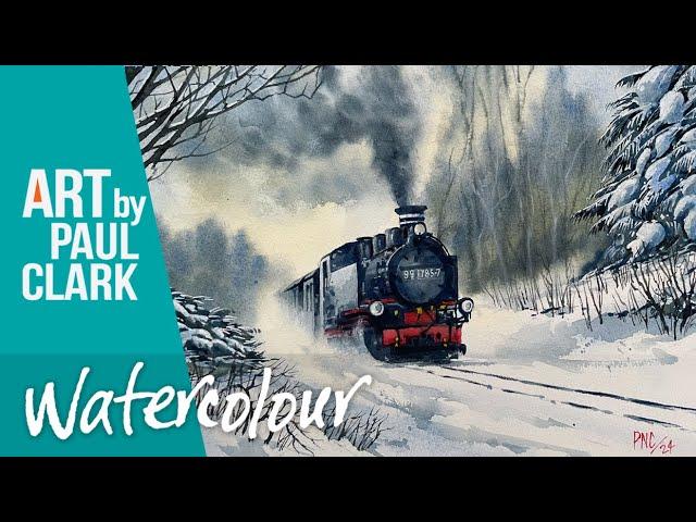 How to Paint a Steam Train in the Snow in Watercolour