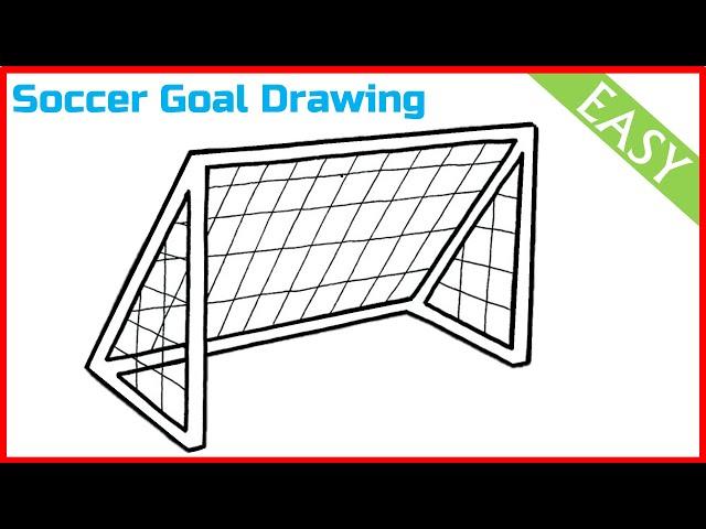 How to Draw Soccer Goal | Soccer Net Drawing | Football Goal Post Drawing Easy