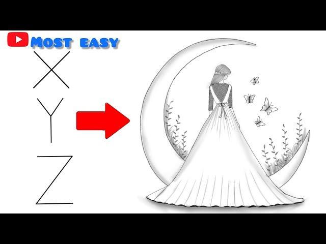 How to draw a girl with butterflies | pencil sketch | Drawing easy for beginners | Girl drawing