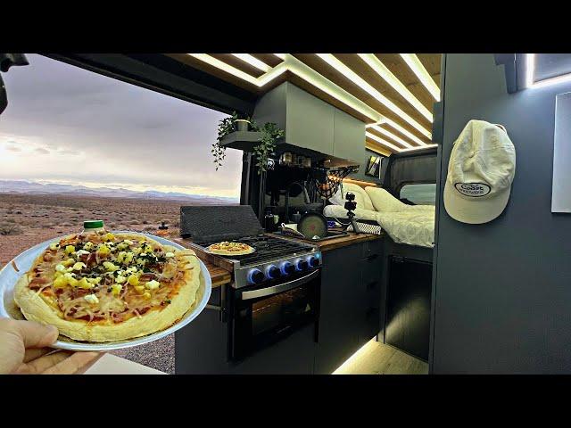 Van Camping in a HAIL STORM | Made Pizza from Scratch