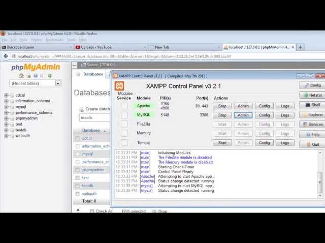 Connect to MySQL with PHP in XAMPP / Create a new database